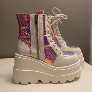 Sequin, Glitter Iridescent Platform Boots